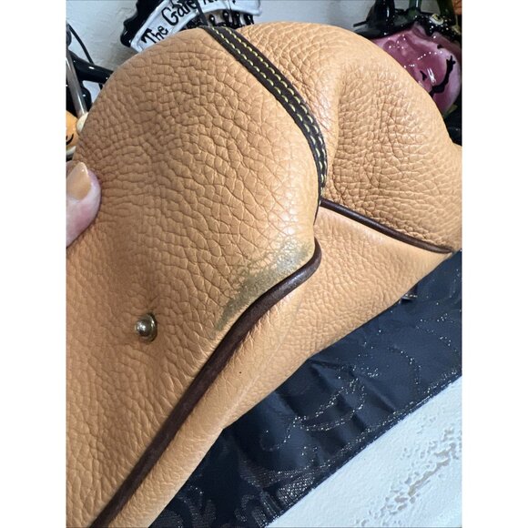 Dooney & Bourke Vintage Pebbled Leather Orange Brown Tote Handbag Purse - Picture 10 of 15